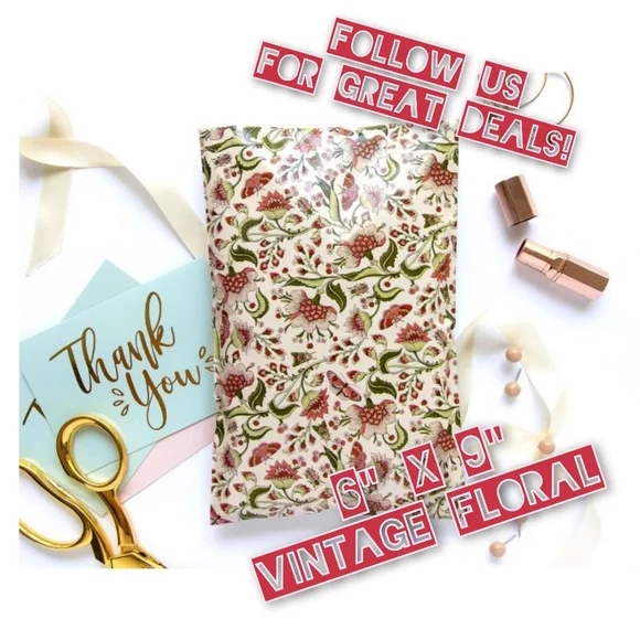 100 Poly Mailers 6x9 Vintage Floral - Picture 1 of 1